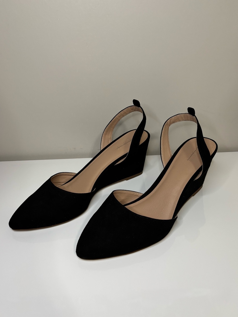 LOFT Simple Suede Slingback Wedge Heels